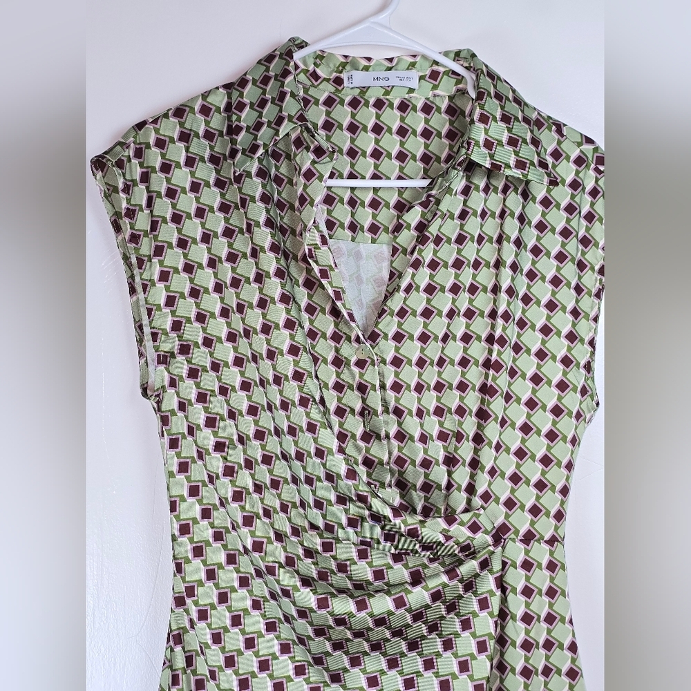MNG Green and Purple Mini Shirt Dress XS - Picture 2 of 11